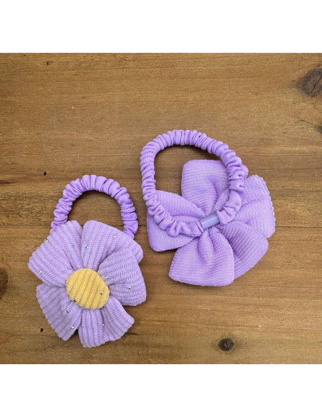 Zestaw 4 sztuki Gumki i spinki do włosów dla dziewczynki Kwiatki XXL SET