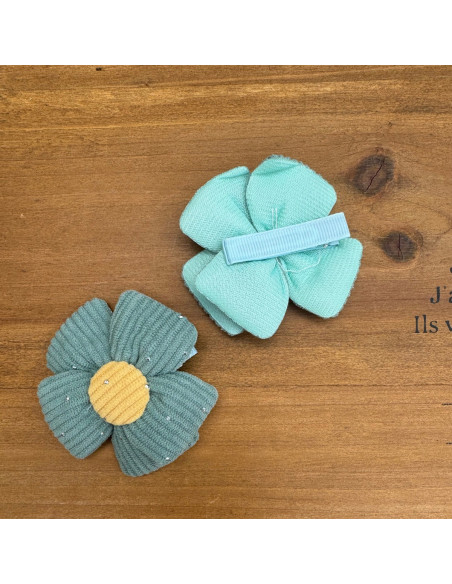 Zestaw 4 sztuki Gumki i spinki do włosów dla dziewczynki Kwiatki XXL SET