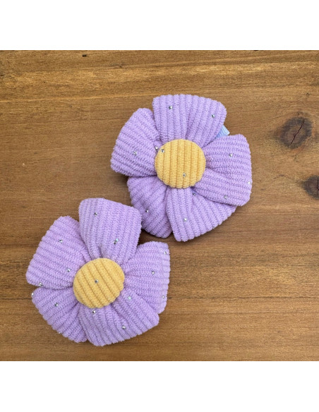 Zestaw 4 sztuki Gumki i spinki do włosów dla dziewczynki Kwiatki XXL SET