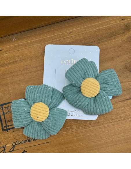 Zestaw 4 sztuki Gumki i spinki do włosów dla dziewczynki Kwiatki XXL SET