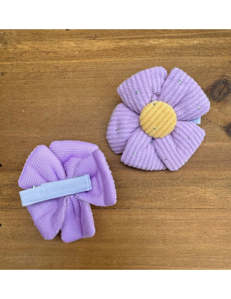 Zestaw 4 sztuki Gumki i spinki do włosów dla dziewczynki Kwiatki XXL SET