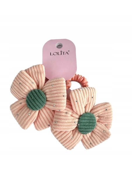 Zestaw 4 sztuki Gumki i spinki do włosów dla dziewczynki Kwiatki XXL SET