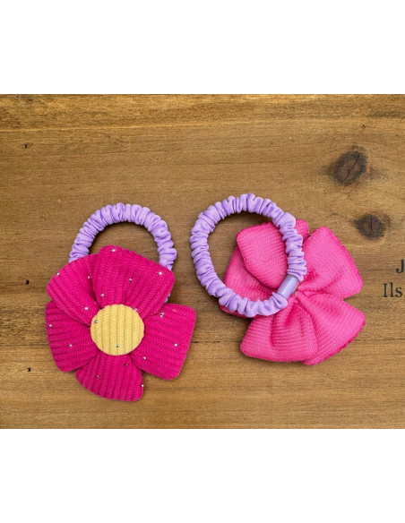 Zestaw 4 sztuki Gumki i spinki do włosów dla dziewczynki Kwiatki XXL SET