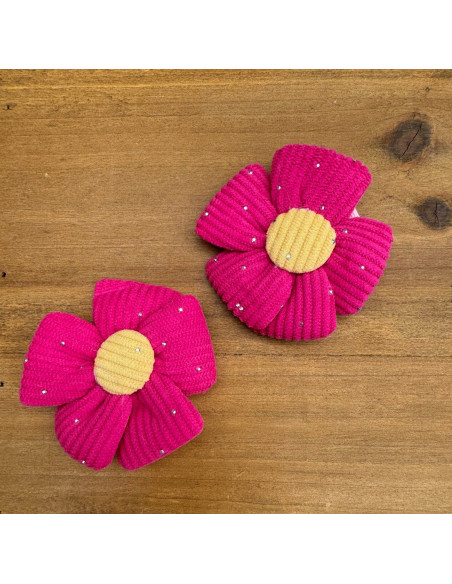 Zestaw 4 sztuki Gumki i spinki do włosów dla dziewczynki Kwiatki XXL SET