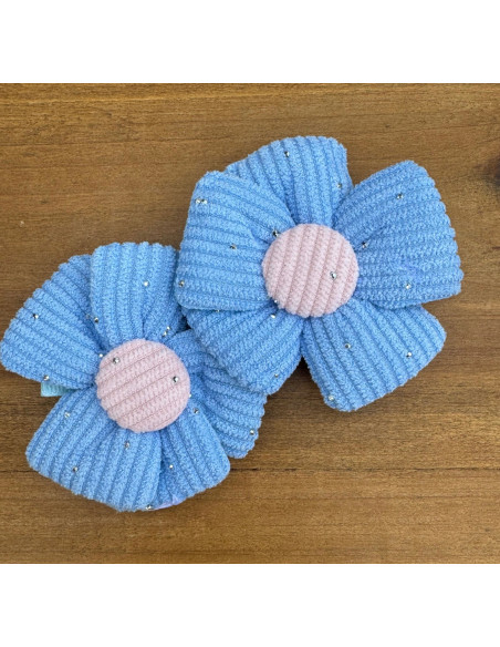 Zestaw 4 sztuki Gumki i spinki do włosów dla dziewczynki Kwiatki XXL SET