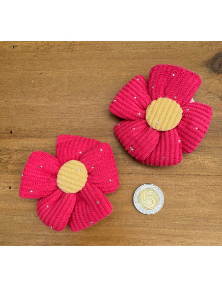 Zestaw 4 sztuki Gumki i spinki do włosów dla dziewczynki Kwiatki XXL SET