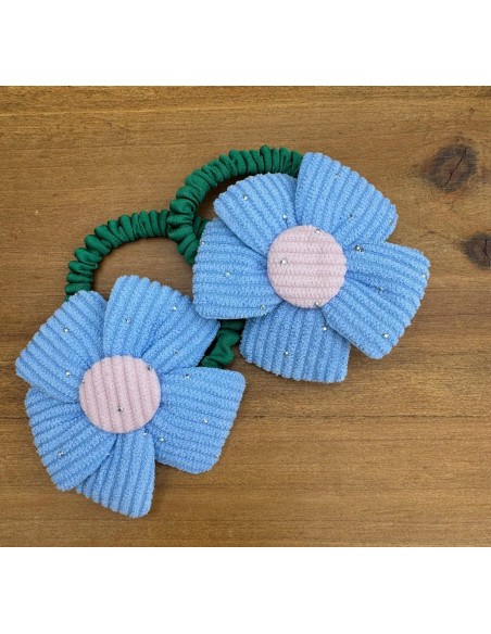 Zestaw 4 sztuki Gumki i spinki do włosów dla dziewczynki Kwiatki XXL SET