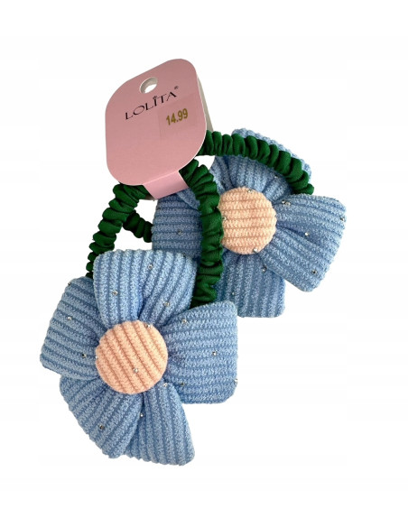 Zestaw 4 sztuki Gumki i spinki do włosów dla dziewczynki Kwiatki XXL SET