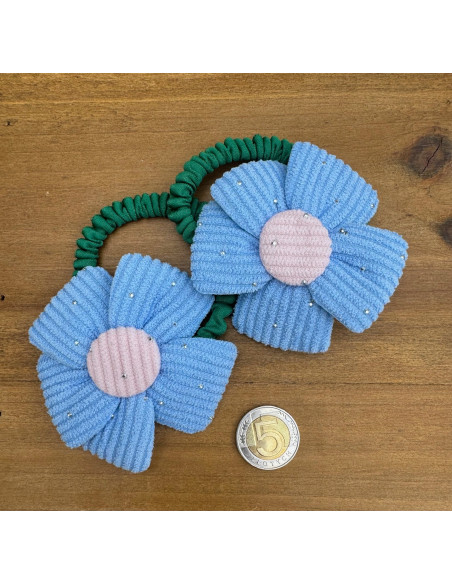 Zestaw 4 sztuki Gumki i spinki do włosów dla dziewczynki Kwiatki XXL SET
