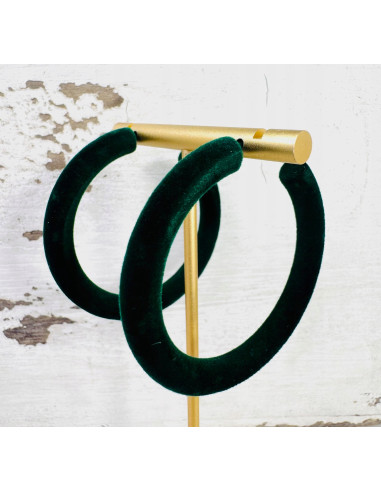 KOLCZYKI "AKSAMITNE" FLOKOWANE ZIELONE KOŁA...