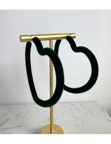 KOLCZYKI "AKSAMITNE" FLOKOWANE ZIELONE SERCE...