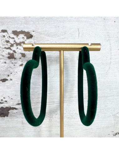 KOLCZYKI "AKSAMITNE" FLOKOWANE ZIELONE SERCE...