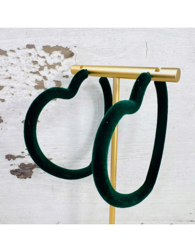 KOLCZYKI "AKSAMITNE" FLOKOWANE ZIELONE SERCE...