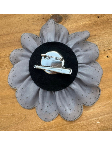 KWIAT Z MATERIAŁU BROSZKA PRZYPINKA LOLITA ACCCESSORIES CRYSTAL AB szary