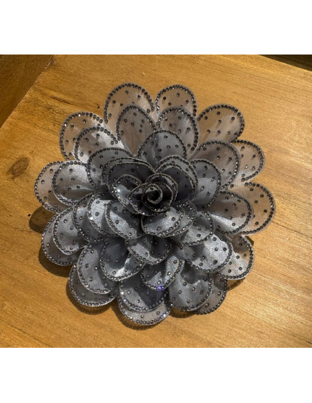 KWIAT Z MATERIAŁU BROSZKA PRZYPINKA LOLITA ACCCESSORIES CRYSTAL AB szary