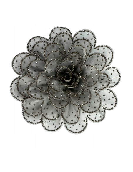 KWIAT Z MATERIAŁU BROSZKA PRZYPINKA LOLITA ACCCESSORIES CRYSTAL AB szary