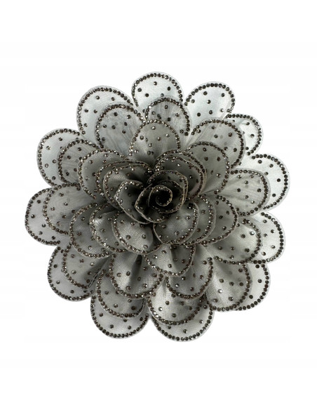 KWIAT Z MATERIAŁU BROSZKA PRZYPINKA LOLITA ACCCESSORIES CRYSTAL AB szary