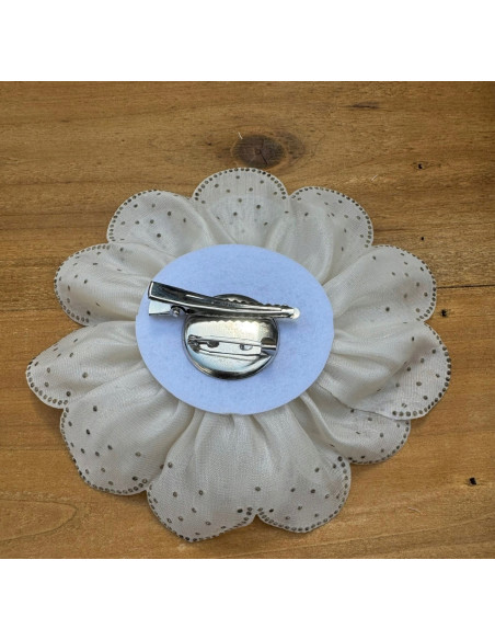 KWIAT Z MATERIAŁU BROSZKA PRZYPINKA LOLITA ACCCESSORIES CRYSTAL AB BEŻ ECRU