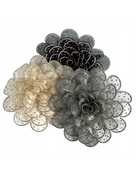 KWIAT Z MATERIAŁU BROSZKA PRZYPINKA LOLITA ACCCESSORIES CRYSTAL AB BEŻ ECRU