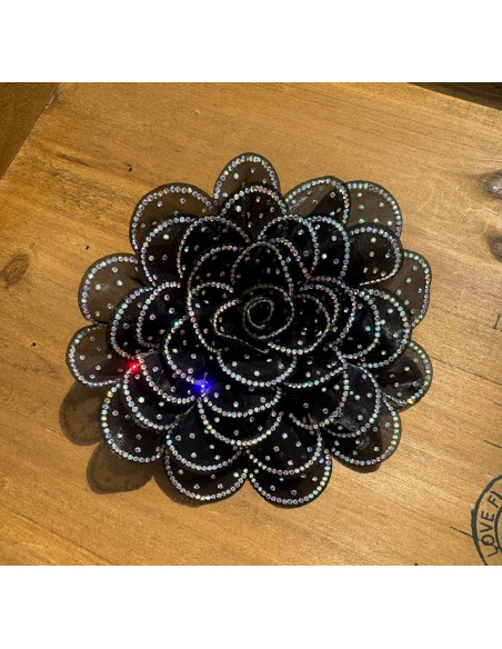 KWIAT Z MATERIAŁU BROSZKA PRZYPINKA LOLITA ACCCESSORIES CRYSTAL AB CZARNY