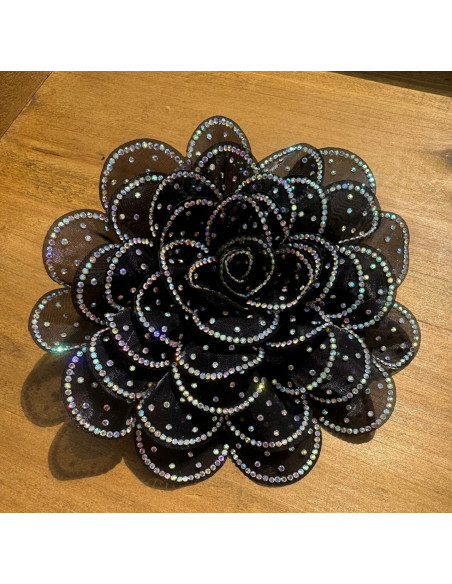 KWIAT Z MATERIAŁU BROSZKA PRZYPINKA LOLITA ACCCESSORIES CRYSTAL AB CZARNY