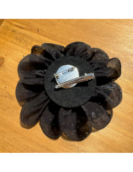 KWIAT Z MATERIAŁU BROSZKA PRZYPINKA LOLITA ACCCESSORIES CRYSTAL AB CZARNY