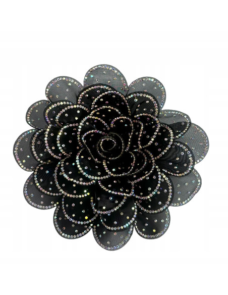 KWIAT Z MATERIAŁU BROSZKA PRZYPINKA LOLITA ACCCESSORIES CRYSTAL AB CZARNY