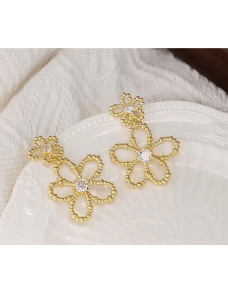 Kolczyki Kwiatek złote Kwiatki Lolita Accessories srebrny sztyft 925