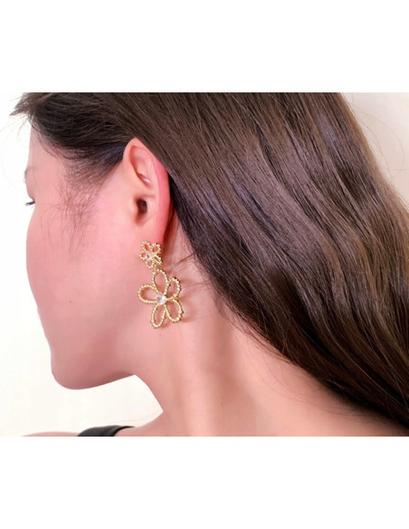 Kolczyki Kwiatek złote Kwiatki Lolita Accessories srebrny sztyft 925