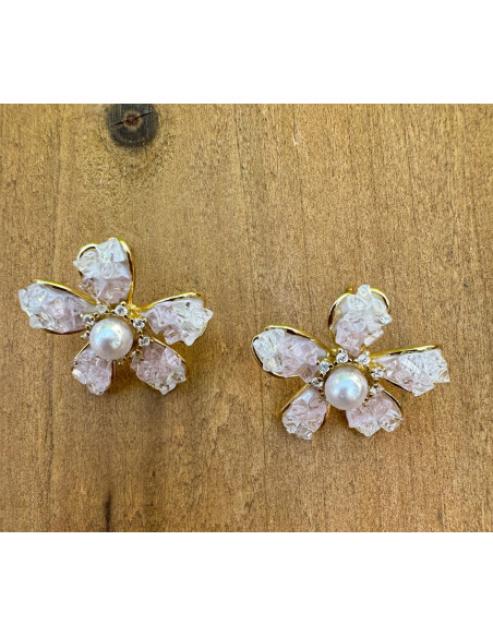 Kolczyki Kwiatek Połyskujące Kwiatki Lolita Accessories srebrny sztyft 925