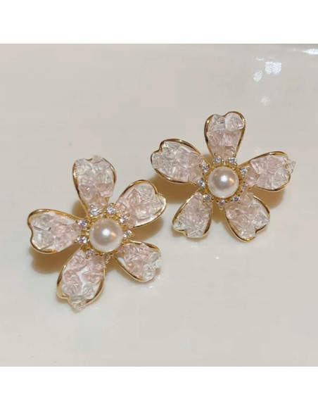 Kolczyki Kwiatek Połyskujące Kwiatki Lolita Accessories srebrny sztyft 925