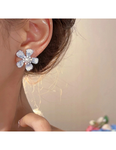 Kolczyki Kwiatek Połyskujące Kwiatki Lolita Accessories srebrny sztyft 925