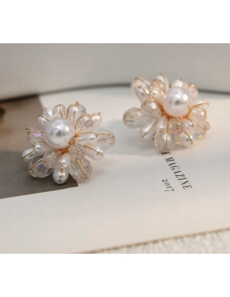 Kolczyki Kwiatek Plecione Kwiatki Lolita Accessories srebrny sztyft 925