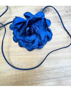 Naszyjnik z kwiatkiem CHOKER BOHO wiązany na rzemyku na...