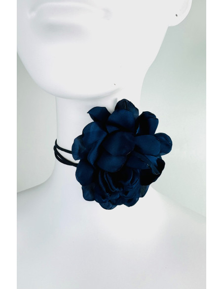 Naszyjnik z kwiatkiem CHOKER BOHO wiązany na rzemyku na szyję i pas 9 cm