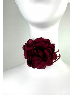 Naszyjnik z kwiatkiem CHOKER BOHO wiązany na rzemyku na...