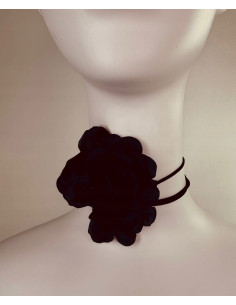 Naszyjnik z kwiatkiem CHOKER BOHO wiązany na rzemyku na...