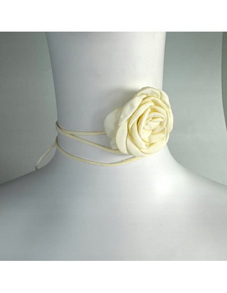 Naszyjnik z kwiatkiem CHOKER BOHO wiązany na rzemyku na szyję i pas