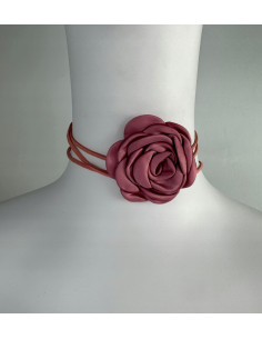 Naszyjnik z kwiatkiem CHOKER BOHO wiązany na rzemyku na... 2
