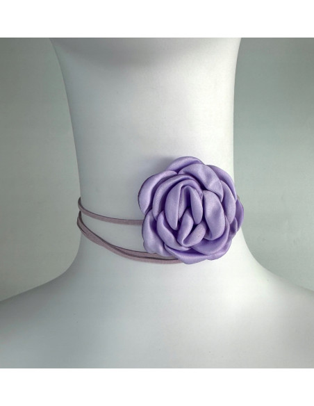 Naszyjnik z kwiatkiem CHOKER BOHO wiązany na rzemyku na szyję i pas