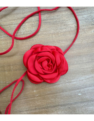 Naszyjnik z kwiatkiem CHOKER BOHO wiązany na...