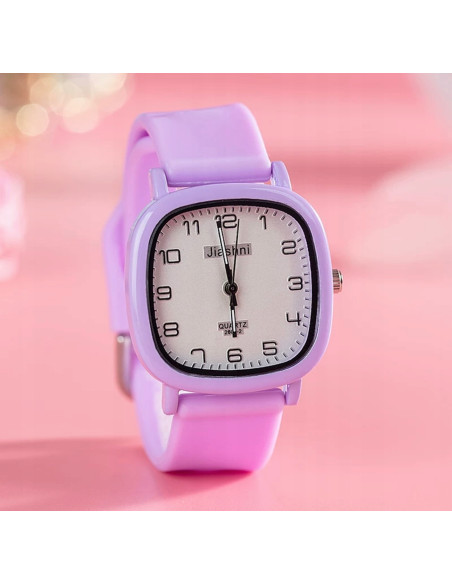 Zegarek Damski Dziewczęcy FIOLETOWY pasek silikonowy LOLITA ACCESSORIES