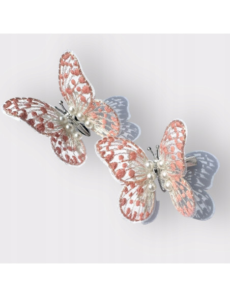 Spinki dla dziecka dziewczynki Motylki Zestaw 2 sztuki brzoskwiniowe MOTYLE