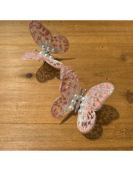 Spinki dla dziecka dziewczynki Motylki Zestaw 2 sztuki brzoskwiniowe MOTYLE