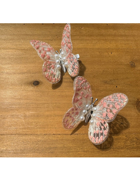 Spinki dla dziecka dziewczynki Motylki Zestaw 2 sztuki brzoskwiniowe MOTYLE