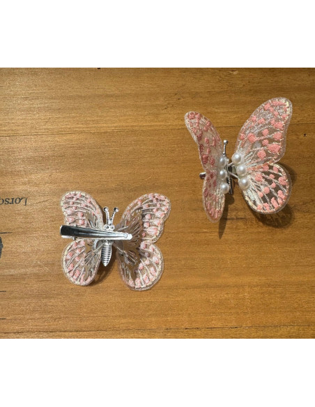 Spinki dla dziecka dziewczynki Motylki Zestaw 2 sztuki brzoskwiniowe MOTYLE