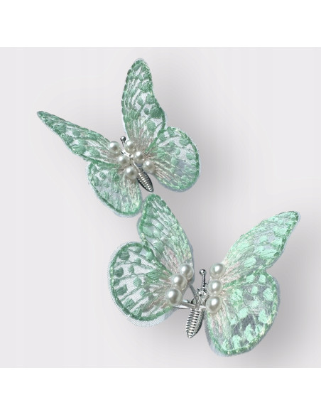 Spinki dla dziecka dziewczynki Motylki Zestaw 2 sztuki ZIELONE MOTYLE