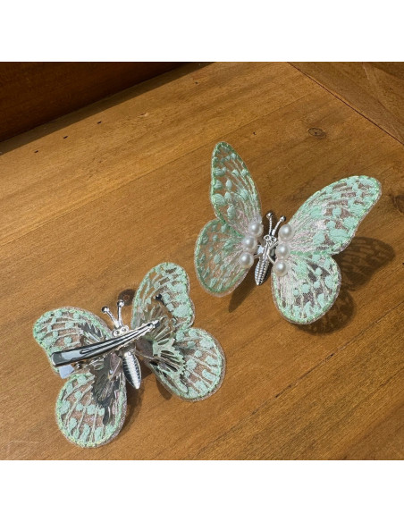 Spinki dla dziecka dziewczynki Motylki Zestaw 2 sztuki ZIELONE MOTYLE