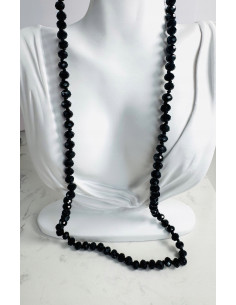 DŁUGI NASZYJNIK CZARNE SZKLANE KORALE 100 CM