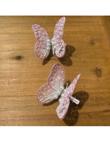 Spinki dla dziecka dziewczynki Motylki Zestaw 2 sztuki RÓŻOWE MOTYLE